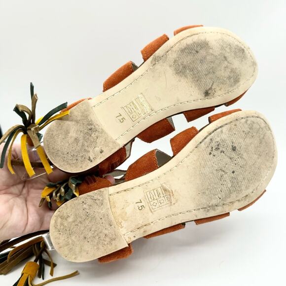 Jeffrey Campbell Redondo Caged Suede Gladiator Tassel Tie Sandal Orange Size 7.5 - Picture 13 of 13